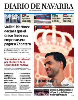 Portada de Diario de Navarra, 22 de julio de 2026