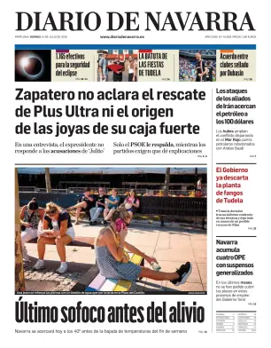 Portada de Diario de Navarra, 24 de julio de 2026