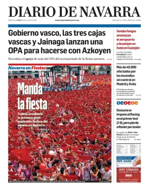 Portada de Diario de Navarra, 25 de julio de 2026