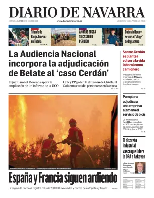 Portada de Diario de Navarra, 28 de julio de 2026