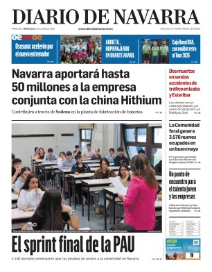 Portada de Diario de Navarra, 3 de junio de 2026