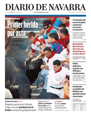 Portada de Diario de Navarra, 9 de julio de 2026