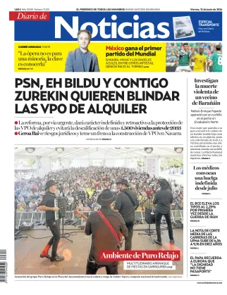 Portada de Diario de Noticias (Spain), 12 de junio de 2026