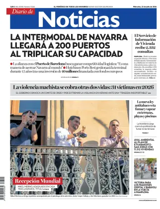 Portada de Diario de Noticias (Spain), 22 de julio de 2026