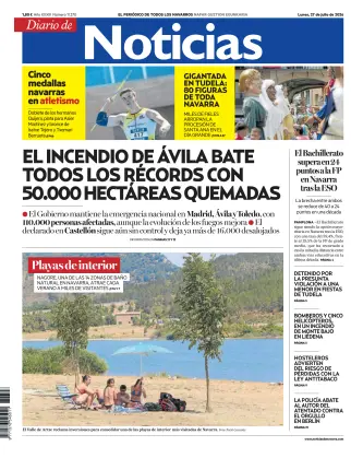 Portada de Diario de Noticias (Spain), 27 de julio de 2026