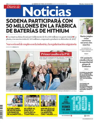 Portada de Diario de Noticias (Spain), 3 de junio de 2026