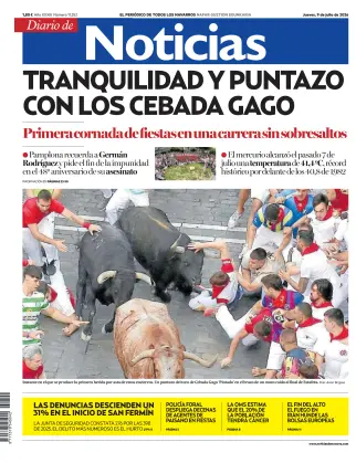 Portada de Diario de Noticias (Spain), 9 de julio de 2026