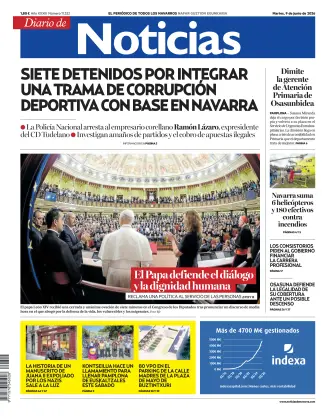 Portada de Diario de Noticias (Spain), 9 de junio de 2026