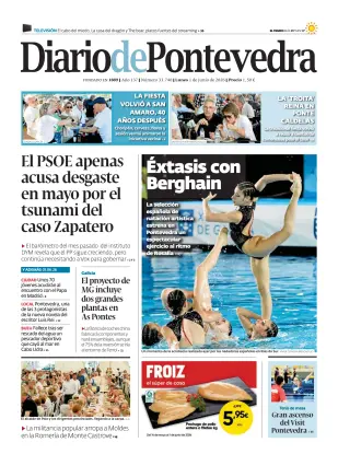 Portada de Diario de Pontevedra, 1 de junio de 2026