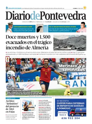 Portada de Diario de Pontevedra, 11 de julio de 2026