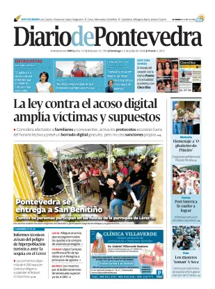 Portada de Diario de Pontevedra, 12 de julio de 2026
