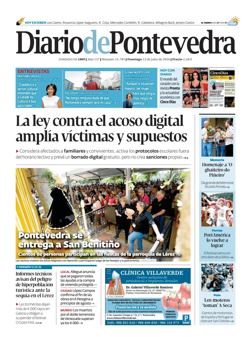 Portada de Diario de Pontevedra