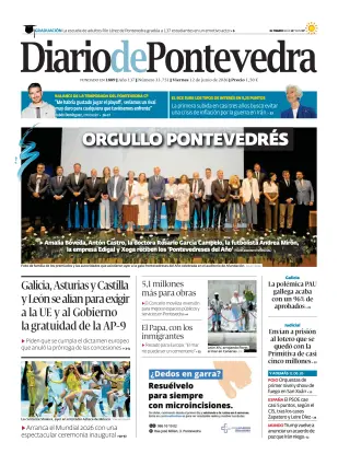 Portada de Diario de Pontevedra, 12 de junio de 2026