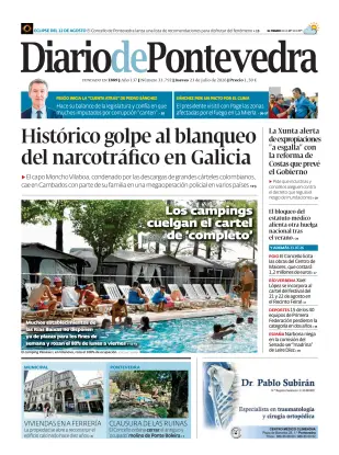 Portada de Diario de Pontevedra, 23 de julio de 2026