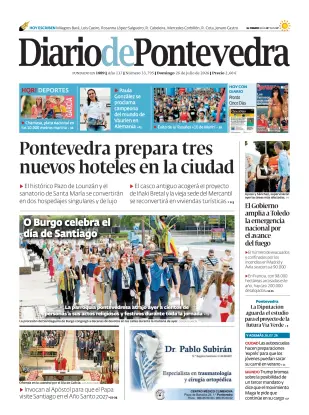 Portada de Diario de Pontevedra, 26 de julio de 2026
