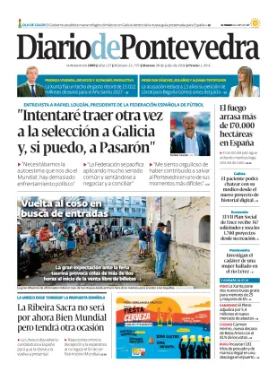 Portada de Diario de Pontevedra, 28 de julio de 2026