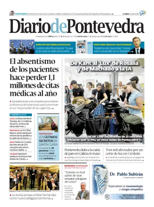 Portada de Diario de Pontevedra, 3 de junio de 2026