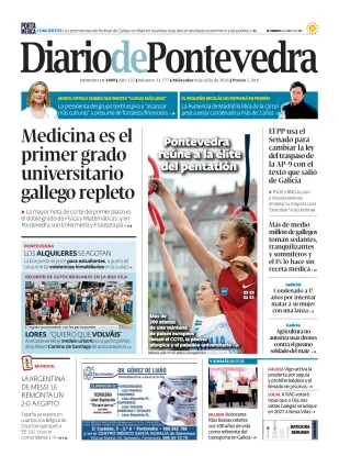 Portada de Diario de Pontevedra, 8 de julio de 2026