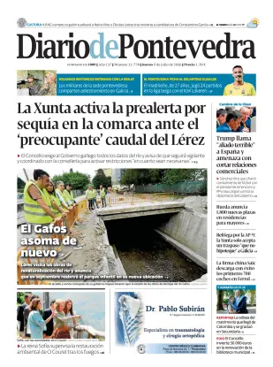 Portada de Diario de Pontevedra, 9 de julio de 2026