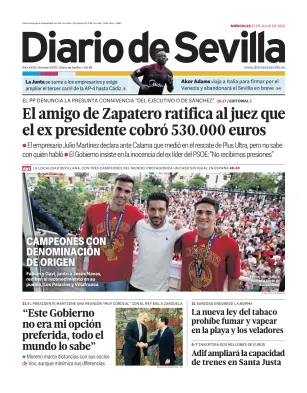 Portada de Diario de Sevilla, 22 de julio de 2026