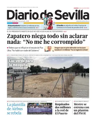 Portada de Diario de Sevilla, 24 de julio de 2026