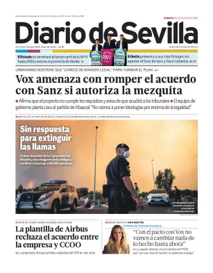 Portada de Diario de Sevilla, 25 de julio de 2026