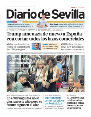 Portada de Diario de Sevilla, 9 de julio de 2026