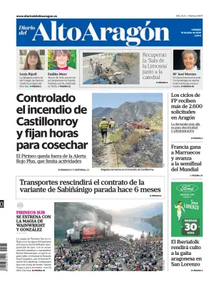 Portada de Diario del Alto Aragón, 10 de julio de 2026