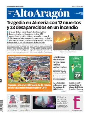 Portada de Diario del Alto Aragón, 11 de julio de 2026