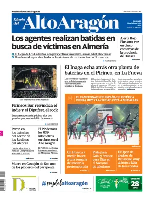 Portada de Diario del Alto Aragón, 12 de julio de 2026