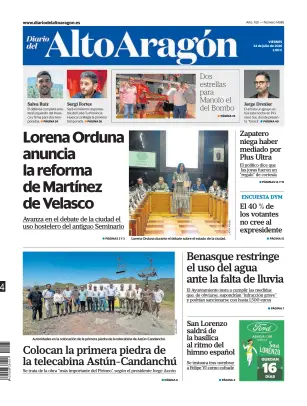 Portada de Diario del Alto Aragón, 24 de julio de 2026