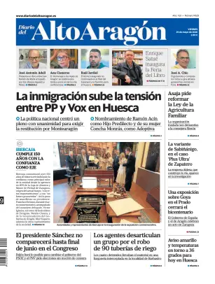 Portada de Diario del Alto Aragón, 29 de mayo de 2026