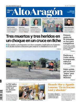 Portada de Diario del Alto Aragón, 3 de junio de 2026