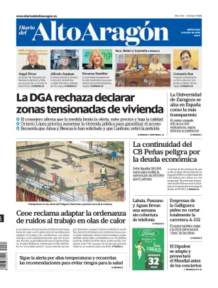 Portada de Diario del Alto Aragón, 8 de julio de 2026