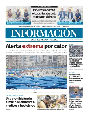 Portada de Diario Informacion (Elche y Vega Baja), 23 de julio de 2026