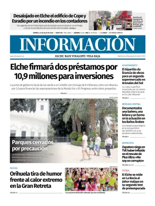 Portada de Diario Informacion (Elche y Vega Baja), 24 de julio de 2026