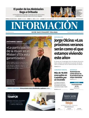 Portada de Diario Informacion (Elche y Vega Baja), 26 de julio de 2026