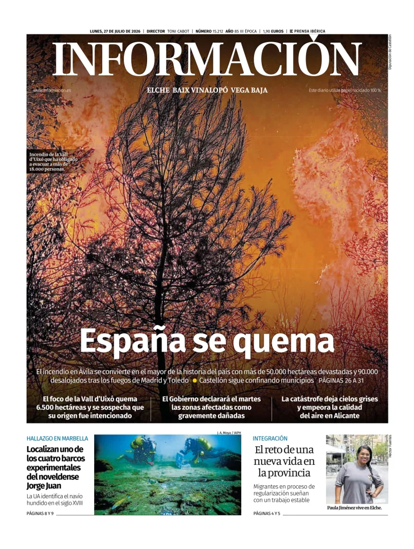 Portada de Diario Informacion (Elche y Vega Baja)