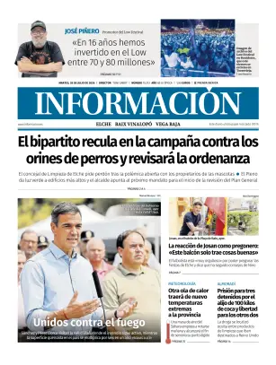 Portada de Diario Informacion (Elche y Vega Baja), 28 de julio de 2026