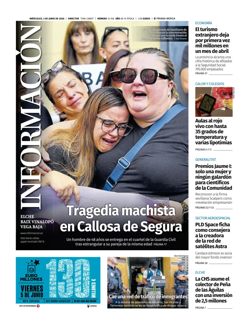 Portada de Diario Informacion (Elche y Vega Baja), 3 de junio de 2026