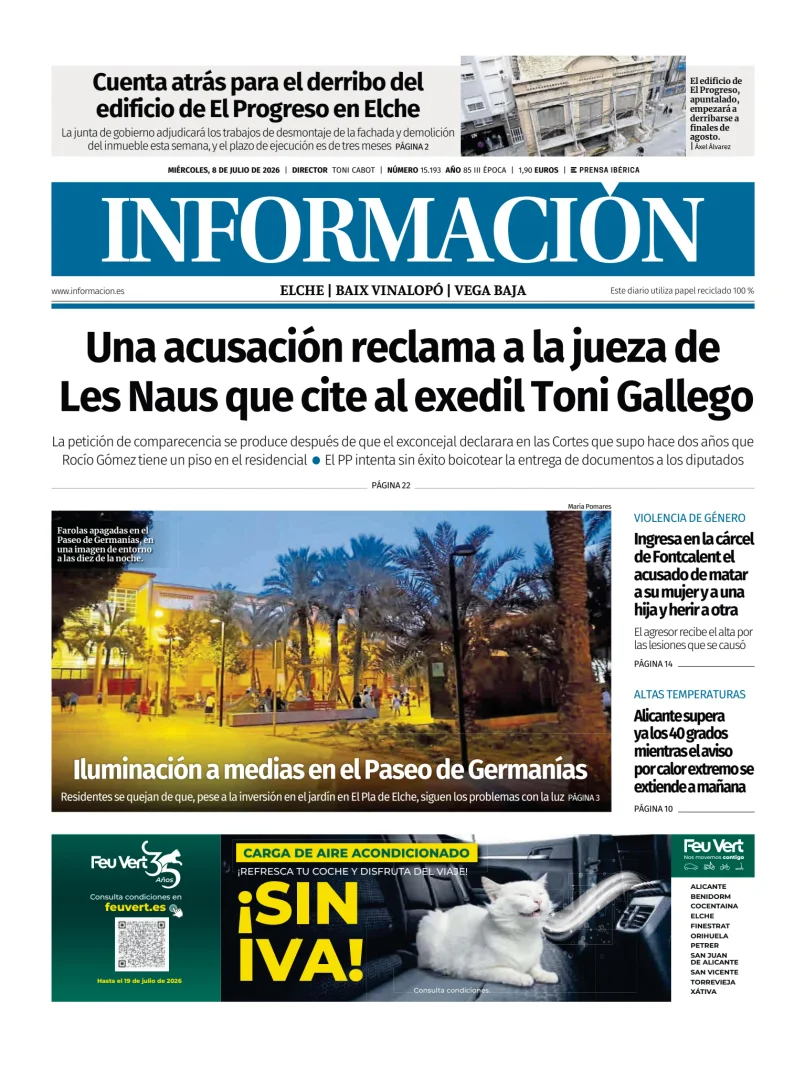 Portada de Diario Informacion (Elche y Vega Baja)