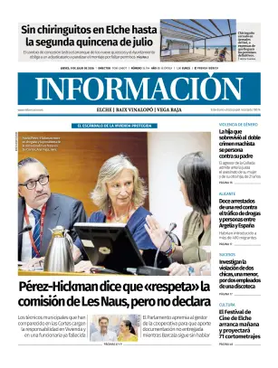Portada de Diario Informacion (Elche y Vega Baja), 9 de julio de 2026