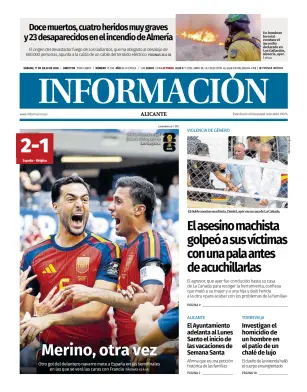 Portada de Diario Informacion, 11 de julio de 2026