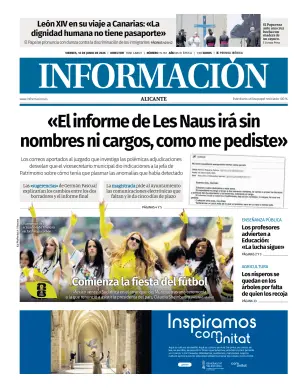 Portada de Diario Informacion, 12 de junio de 2026