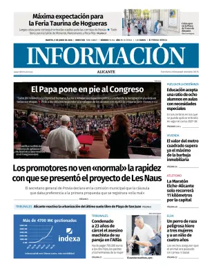 Portada de Diario Informacion, 9 de junio de 2026