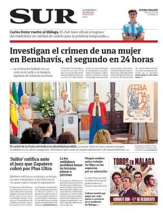 Portada de Diario Sur, 22 de julio de 2026