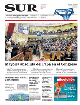 Portada de Diario Sur, 9 de junio de 2026