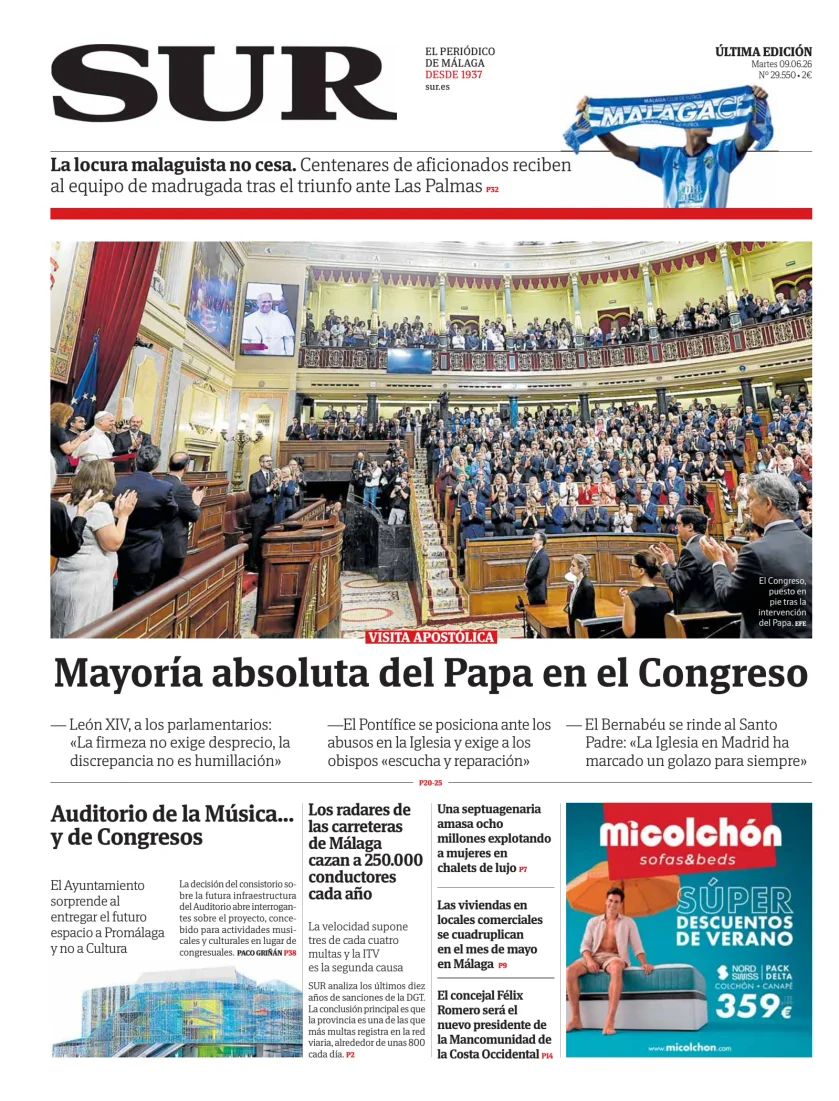 Portada de Diario Sur