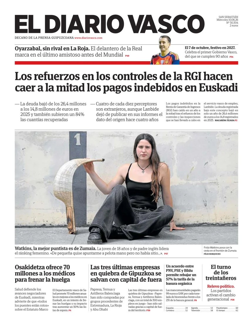 Portada de Diario Vasco
