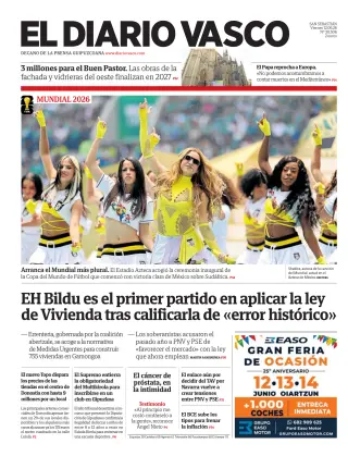 Portada de Diario Vasco, 12 de junio de 2026
